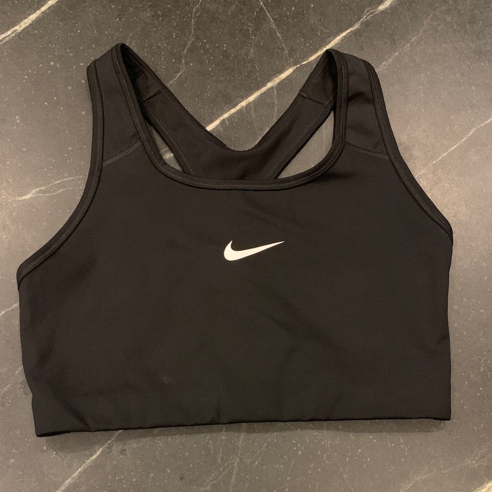 Nike Women's Black Sports Bra with White Logo